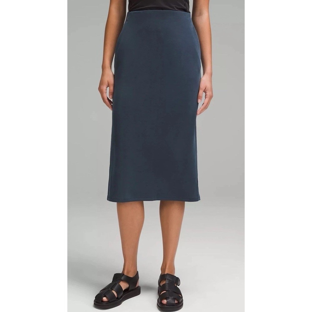 Lululemon Softstreme High Rise Midi Skirt, Retail $88 Washed Black Size 8 A Line - Picture 5 of 14